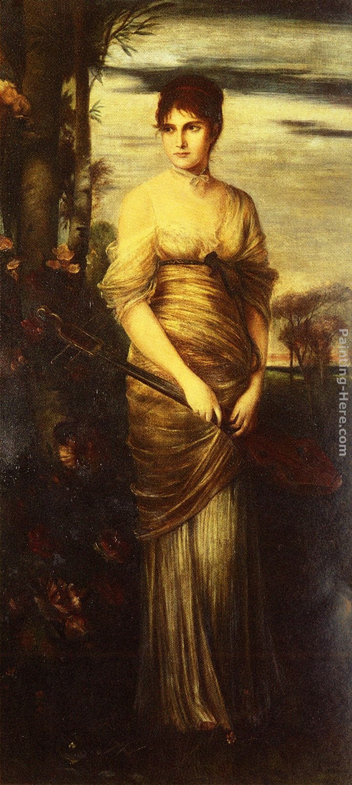 Hermann Kaulbach Portrait of a Lady with a Mandolin